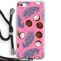 CaseCompany Kokosnoot roze: iPhone 5 / 5S / SE Transparant Hoesje met koord