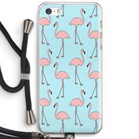 CaseCompany Anything Flamingoes: iPhone 5 / 5S / SE Transparant Hoesje met koord
