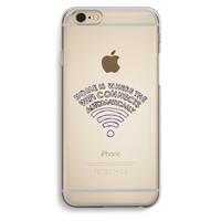 CaseCompany Home Is Where The Wifi Is: iPhone 6 / 6S Transparant Hoesje