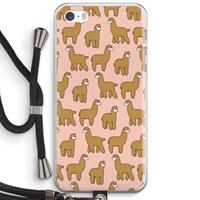 CaseCompany Alpacas: iPhone 5 / 5S / SE Transparant Hoesje met koord
