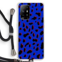 CaseCompany Blue Leopard: Oppo A94 5G Transparant Hoesje met koord