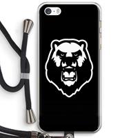 CaseCompany Angry Bear (black): iPhone 5 / 5S / SE Transparant Hoesje met koord