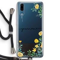 CaseCompany Gele bloemen: Huawei P20 Transparant Hoesje met koord