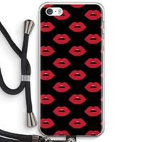 CaseCompany Lips: iPhone 5 / 5S / SE Transparant Hoesje met koord