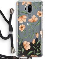 CaseCompany Peachy flowers: LG G7 Thinq Transparant Hoesje met koord