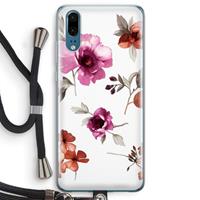 CaseCompany Geschilderde bloemen: Huawei P20 Transparant Hoesje met koord