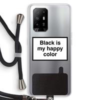 CaseCompany Black is my happy color: Oppo A94 5G Transparant Hoesje met koord