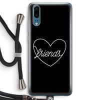 CaseCompany Friends heart black: Huawei P20 Transparant Hoesje met koord