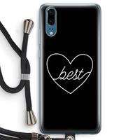 CaseCompany Best heart black: Huawei P20 Transparant Hoesje met koord