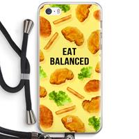 CaseCompany Eat Balanced: iPhone 5 / 5S / SE Transparant Hoesje met koord