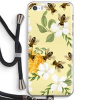 CaseCompany No flowers without bees: iPhone 5 / 5S / SE Transparant Hoesje met koord