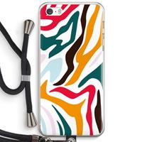 CaseCompany Colored Zebra: iPhone 5 / 5S / SE Transparant Hoesje met koord