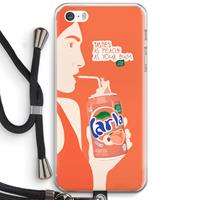 CaseCompany Peach please!: iPhone 5 / 5S / SE Transparant Hoesje met koord