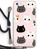 CaseCompany Katten: iPhone 5 / 5S / SE Transparant Hoesje met koord