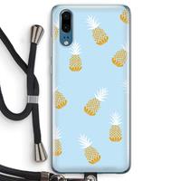 CaseCompany Ananasjes: Huawei P20 Transparant Hoesje met koord