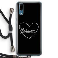 CaseCompany Forever heart black: Huawei P20 Transparant Hoesje met koord