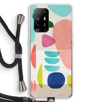 CaseCompany Bold Rounded Shapes: Oppo A94 5G Transparant Hoesje met koord