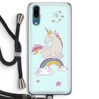 CaseCompany Regenboog eenhoorn: Huawei P20 Transparant Hoesje met koord