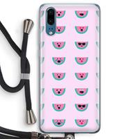 CaseCompany Smiley watermeloenprint: Huawei P20 Transparant Hoesje met koord