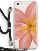 CaseCompany Pink Ellila Flower: iPhone 5 / 5S / SE Transparant Hoesje met koord