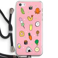 CaseCompany Happy bento friends: iPhone 5 / 5S / SE Transparant Hoesje met koord