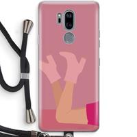 CaseCompany Pink boots: LG G7 Thinq Transparant Hoesje met koord