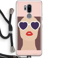 CaseCompany Red lips: LG G7 Thinq Transparant Hoesje met koord