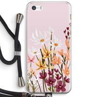 CaseCompany Painted wildflowers: iPhone 5 / 5S / SE Transparant Hoesje met koord