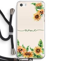 CaseCompany Zonnebloemen: iPhone 5 / 5S / SE Transparant Hoesje met koord