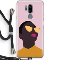 CaseCompany Yellow glasses: LG G7 Thinq Transparant Hoesje met koord