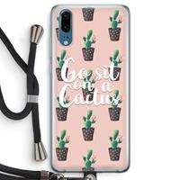 CaseCompany Cactus quote: Huawei P20 Transparant Hoesje met koord