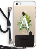 CaseCompany Green Brush: iPhone 5 / 5S / SE Transparant Hoesje met koord
