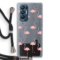 CaseCompany Anything Flamingoes: Oppo Find X3 Neo Transparant Hoesje met koord