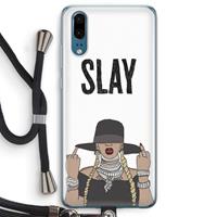 CaseCompany Slay All Day: Huawei P20 Transparant Hoesje met koord