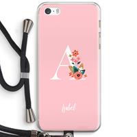 CaseCompany Pink Bouquet: iPhone 5 / 5S / SE Transparant Hoesje met koord