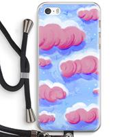 CaseCompany Roze wolken met vogels: iPhone 5 / 5S / SE Transparant Hoesje met koord