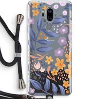 CaseCompany Flowers with blue leaves: LG G7 Thinq Transparant Hoesje met koord