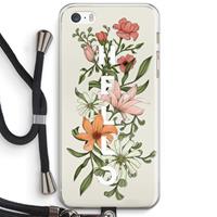 CaseCompany Hello bloemen: iPhone 5 / 5S / SE Transparant Hoesje met koord