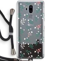CaseCompany Small white flowers: LG G7 Thinq Transparant Hoesje met koord