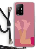 CaseCompany Pink boots: Oppo A94 5G Transparant Hoesje met koord