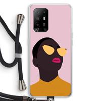 CaseCompany Yellow glasses: Oppo A94 5G Transparant Hoesje met koord