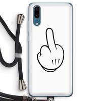 CaseCompany Middle finger white: Huawei P20 Transparant Hoesje met koord