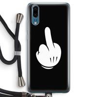 CaseCompany Middle finger black: Huawei P20 Transparant Hoesje met koord