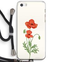 CaseCompany Red poppy: iPhone 5 / 5S / SE Transparant Hoesje met koord