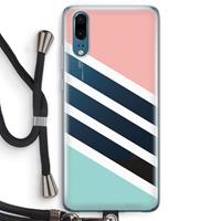 CaseCompany Strepen pastel: Huawei P20 Transparant Hoesje met koord