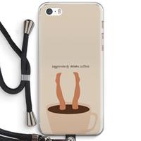 CaseCompany Aggressively drinks coffee: iPhone 5 / 5S / SE Transparant Hoesje met koord