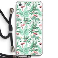 CaseCompany Flamingo bladeren: iPhone 5 / 5S / SE Transparant Hoesje met koord