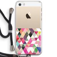 CaseCompany Gekleurde driehoekjes: iPhone 5 / 5S / SE Transparant Hoesje met koord