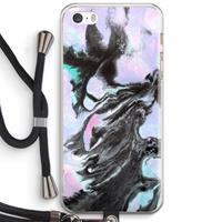 CaseCompany Pastel zwart: iPhone 5 / 5S / SE Transparant Hoesje met koord