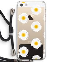 CaseCompany Margrietjes: iPhone 5 / 5S / SE Transparant Hoesje met koord